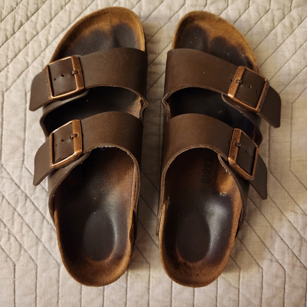 Birkenstock Arizona Birko Flor, Dark Brown, Size EU 39/US 8-8.5, Narrow